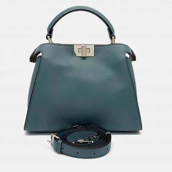 Pre Owned Fendi Blue Leather Peekaboo Essentially Mini