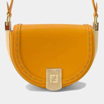 Pre Owned Fendi Moonlight Orange Leather Shoulder Bag