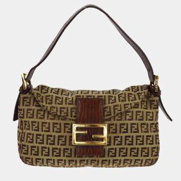 Pre Owned Fendi Brown Zucchino Handbag
