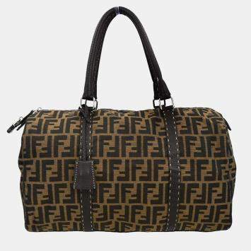 Pre Owned Fendi Brown Zucca Duffle Bag