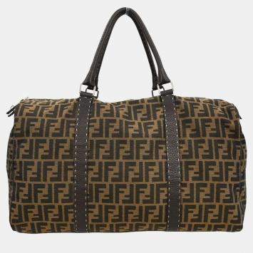 Pre Owned Fendi Brown Zucca Duffle Bag