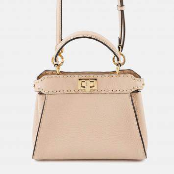 Pre Owned Fendi Peekaboo Selleria Jasmin Flower Leather Mini Handbag