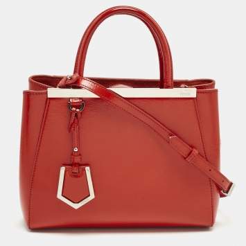 Pre Owned Fendi Red patent Leather Petite 2Jours Tote