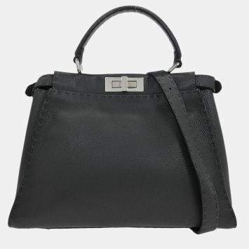 Pre Owned Fendi Gray Leather Peekaboo 2way Handbag
