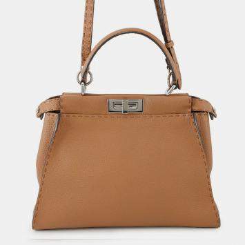 Pre Owned Fendi Selleria Peekaboo Brown Leather Size Regular