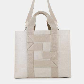Pre Owned Fendi Shopping Bag Beige Canvas