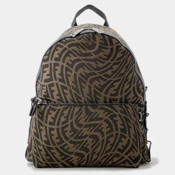 Pre Owned Fendi FF Vertigo Brown Canvas Backpack 