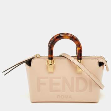 Pre Owned Fendi Peach Leather Mini By The Way Bag