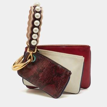 Pre Owned حقيبة كلتش فنّدي جلد وثعبان متعدد الألوان تريبليت