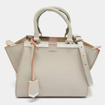 Pre Owned Fendi Light Beige Leather Petite 3Jours Tote