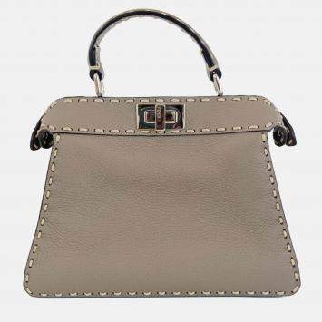 Pre Owned Fendi Peekaboo ISeeU Small Etoupe Selleria bag