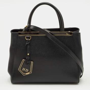 Pre Owned Fendi 2Jours Petite Black Leather Tote