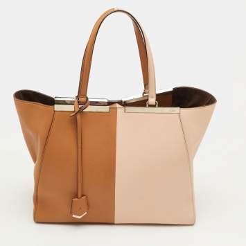 مملوكة مسبقًا Fendi 3Jours Large Brown/Light Pink Leather Tote