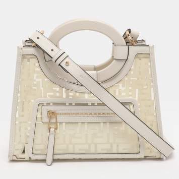 مملوكة مسبقًا Fendi Runaway Small Transparent/Off White Zucca PVC and Leather Tote 