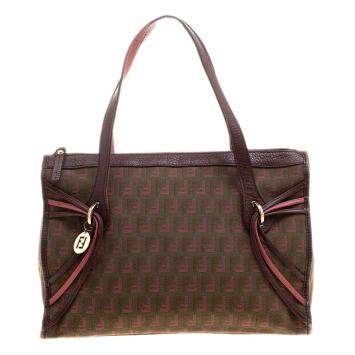 Pre Owned Fendi Multicolor Zucca Canvas Boston Bag
