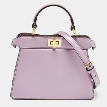 Pre Owned حقيبة يد فندي بيكابوو صغيرة جلد سيليريا بني بخياطة ISeeU