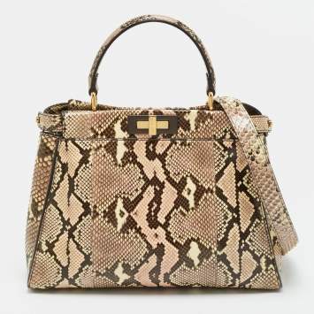 Pre Owned حقيبة فندي x فيرساتشي بيكابوو أي سي يو جلد مثقب متوسطة بيد علوية