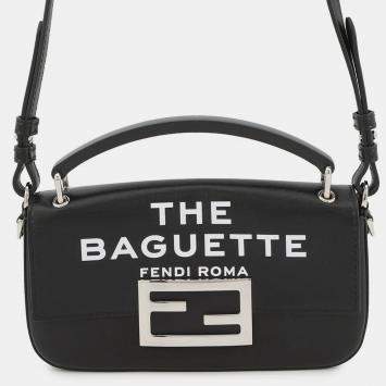 مملوكة مسبقًا حقيبة فوندي مارك جاكوبس كولابوراشن باجيت فون بووش جلد أسود/أبيض