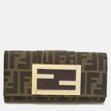 مملوكة مسبقًا Fendi FF Logo Tobacco Zucca Canvas Continental Wallet
