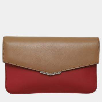 مملوكة مسبقًا Fendi Tri-Color 2Jours Envelope Leather Clutch with Chain