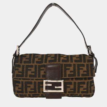 Pre Owned Fendi Brown Zucca Baguette Handbag