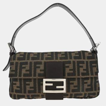 Pre Owned Fendi Brown Zucca Baguette Handbag