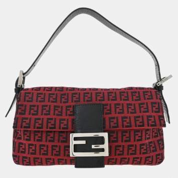 مملوكة مسبقًا Fendi Red Zucchino Baguette Handbag