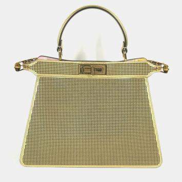 مملوكة مسبقًا Fendi Fendace Peekaboo Medium Iseeu 2-Way Shoulder Bag/Handbag Leather Gold