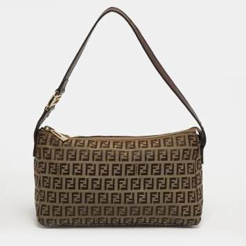 مملوكة مسبقًا Fendi Beige/Brown Zucchino Canvas Pochette Bag