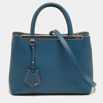 مملوكة مسبقًا Fendi 2Jours Petite Blue Leather Tote