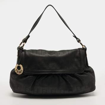 Pre Owned حقيبة كتف فندي شيف جلد مثقوب بني شوكو FF