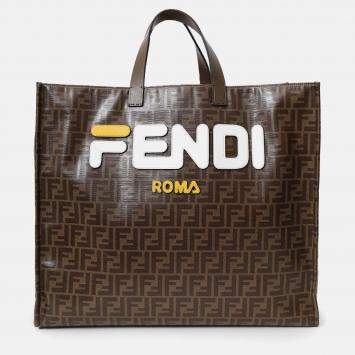 Pre Owned Fendi Brown FF Monogram Large Tote Bag