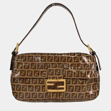 مملوكة مسبقًا Fendi Brown PVC Zucchino Baguette Handbag