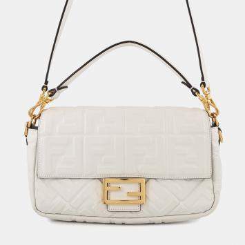 Pre Owned Fendi Baguette White Leather