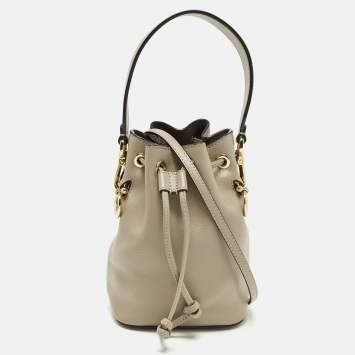 Pre Owned Fendi Mon Tresor Mini Leather Drawstring Bucket Bag