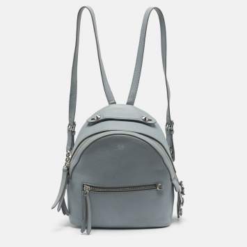 Pre Owned Fendi By The Way Mini Grey Leather Backpack
