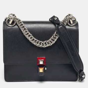 مملوكة مسبقًا Fendi Kan I Mini Black Leather Shoulder Bag