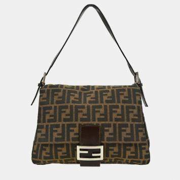 Pre Owned Fendi Brown Canvas Zucca Mamma Baguette Handbag