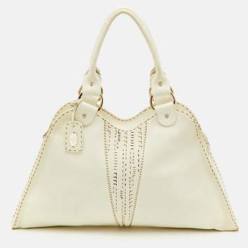 Pre Owned Fendi Devil Trapezio Off White Selleria Leather Shoulder Bag