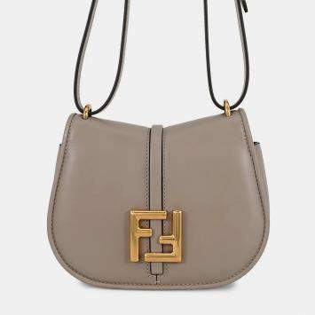 مملوكة مسبقًا Fendi C'Mon Shoulder Bag Greige Leather Size Small