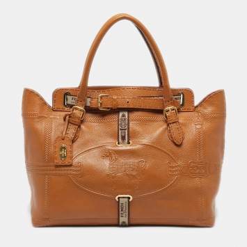 Pre Owned Fendi Villa Borghese Grand Tan Selleria Leather Tote