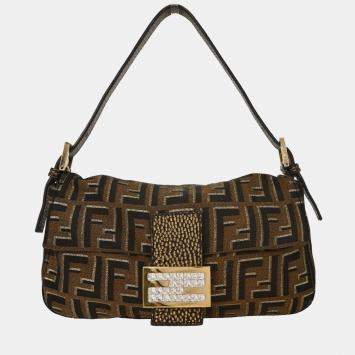 مملوكة مسبقًا Fendi Brown Canvas Zucca Baguette Handbag