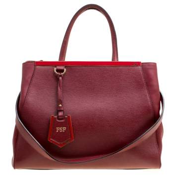 Pre Owned Fendi Red Leather Medium 2jours Tote