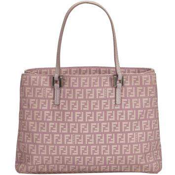 Pre Owned Fendi Purple Zucchino Canvas Tote