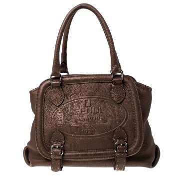 Pre Owned  Fendi Bronze Selleria Leather Romano Equestrian Satchel