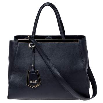 Pre Owned Fendi Black Leather Medium 2Jours Tote