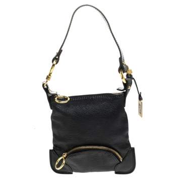 Pre Owned Fendi Black Leather Mini Front Pocket Bag