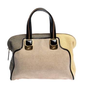 Pre Owned Fendi Multicolor Canvas and Patent Leather Chameleon Satchel 