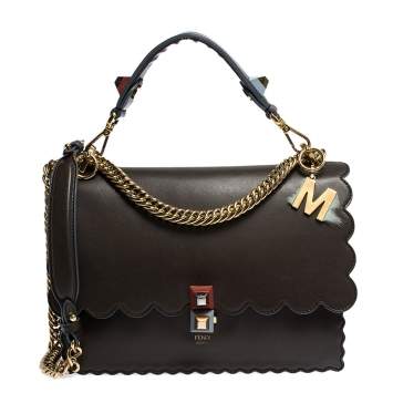 Pre Owned Fendi Brown Leather Small Kan I Shoulder Bag