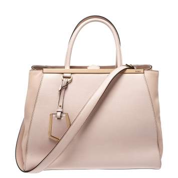 Pre Owned Fendi Light Pink Leather Medium 2Jours Tote 